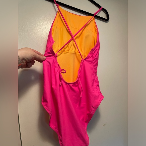 US Polo Assn Hot Pink One Piece Bathing Suit with Orange Size Large - Picture 4 of 15